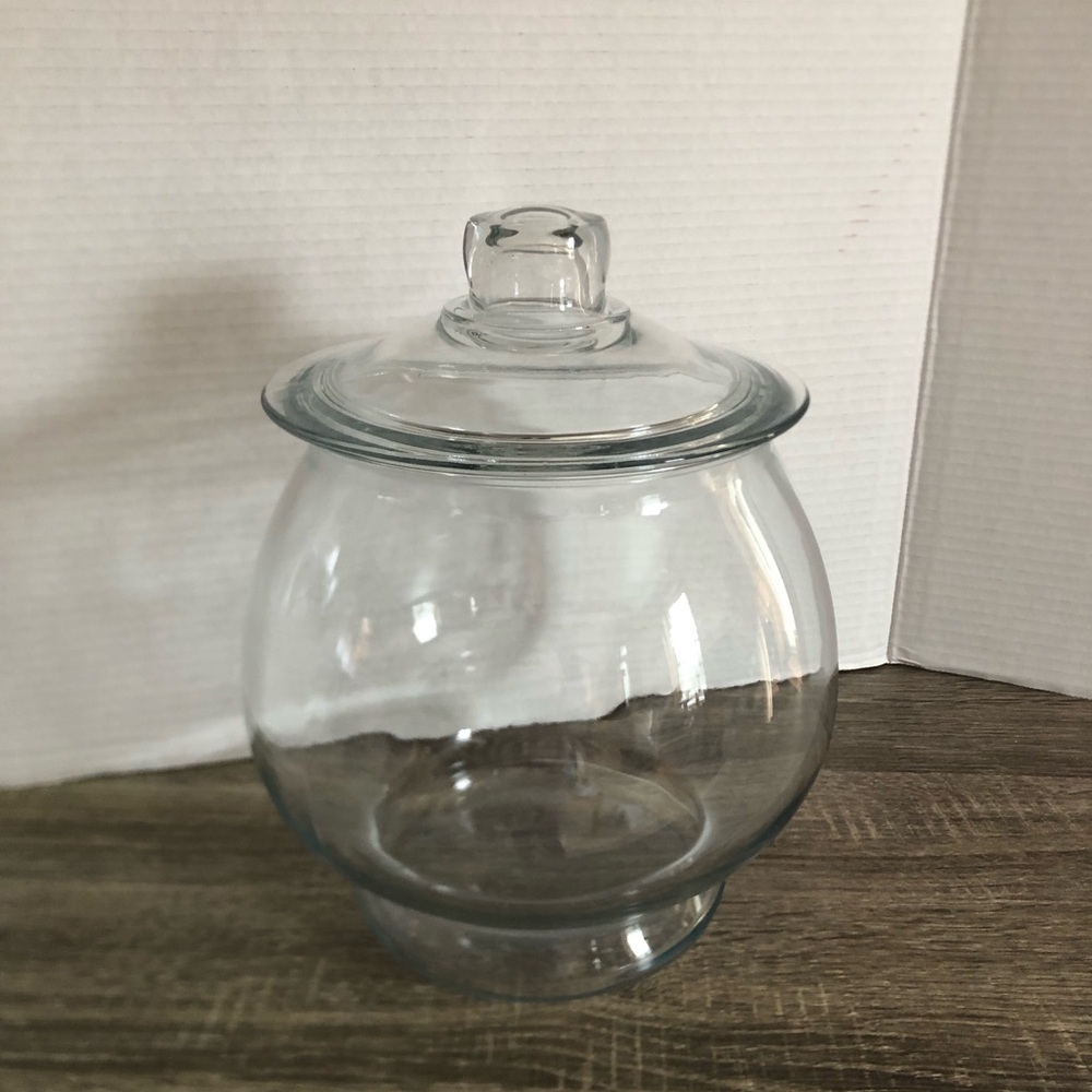 Vtg Clear Glass Cookie Jar with Lid